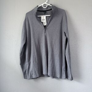 Adidas Prime green 1/4 Zip Long Sleeve Pullover Men’s L Gray 3 Stripes on Sleeve